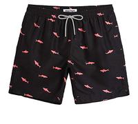 MaaMgic Ropa de Baño para Hombres Bañador para Vacaciones Short de Playa Natación Secado Rápido Piscina Ancla,Negro Tiburón Rojo,XS