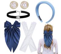 Maazusa Disfraz de princesa para mujer, disfraz de cuento de hadas, 5 unidades, con lazo, guantes, diadema para cumpleaños, carnaval, cosplay, adultos