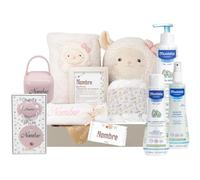 Mababyshop - Cesta Regalo Bebé Personalizada | Peluche y Manta Súper Suaves | Set Cosmético Natural | Chupete Personalizado | Ideal Baby Shower, Happy Ovejita Deluxe (Ovejita Rosa)