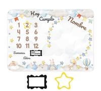 Mababyshop, Manta Hitos Bebé Personalizada | Fondo Fotos Bebés en Español, Decorado Animalitos y Gran Tamaño para Regalo de Baby Shower