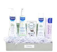 Mababyshop Mi Primera Canastilla - Cesta Fieltro Unisex con Set Dermocosmética Premium, Toallitas sin Plástico, Chupete Silicona +0M y Pinza Broche Personalizados | Regalo Bebé Original