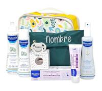 Mababyshop Mi Primera Canastilla - Personalizado con Nombre, Maletita Organizador, Set Dermocosmética Premium y Chupete Silicona 0M Grabado | Regalo Recién Nacido Original (Neceser Pastel)