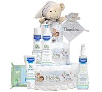 Mababyshop Tarta de Pañales Bebé Mis Primeros Cuidados con Doudou Osito Personalizado con Nombre, 42 Pañales Pingo Talla 2, Set Aseo Bebé con Gel, Champú y Crema, Regalo Nacimiento (Gris)