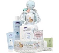 Mababyshop Tarta de Pañales Bebé Personalizada Mi Pulpito, 3 Pisos, Dou Dou Pulpo con Sonajero, Chupete con Nombre, Set de Higiene, Toallitas y Regalo Baby Shower Canastilla Original (Rosa)