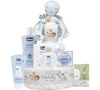 Mababyshop Tarta de Pañales Mi Pulpito 42 Pañales Ecológicos Talla 2 Chupete Personalizado Dou Dou Pastel Set Higiene Bebé Regalo Recién Nacido Baby Shower Bautizo Canastilla Original(Azul)