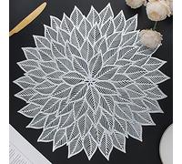 Mabbcoo Juego de 6 manteles Individuales, Redondos, Huecos, para Mesa de Comedor, de Vinilo, con Hojas florecientes, para Fiestas, Bodas, centros de Mesa, decoración de Mesa (Plata)