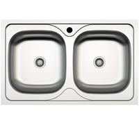 Mabel - Fregadero de cocina con 2 senos para fregadero de cocina de acero inoxidable 201 con acabado cepillado, fácil de limpiar, lavabo de cocina, profundidad de las cubetas: 16 cm - L 86 cm x P 50