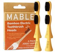 MABLE Cabezales de cepillo de dientes eléctrico de bambú | Compatible con cepillo de dientes eléctrico Philips Sonicare | 4 cabezales de cepillo | Cerdas suaves a base de plantas | Cabezales de