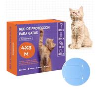 Mablik® Red para Gatos Terraza 4x3m Transparente + Kit de Instalación + Instrucciones. Malla Protectora Balcon y Ventanas de Nylon. Trama 3x3cm. Seguridad y protección para tu Gato (4x3m Transparente)