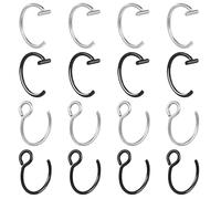 Mabor 16 Piezas Piercing Nariz Falso, Piercing Falso Negro Plata, Septum Falso, Anillo Nariz Falso, Acero Inoxidable, Aro Nariz Falso, Tabique Nariz, Piercing Nariz Falso, Piercing Labio