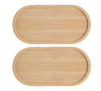 Mabor 2 bandejas de café de bambú, bandeja de postre, plato pequeño de bambú, bandeja ovalada, bandeja de bambú para posavasos, café, pasteles, panadería, baño, cocina (17,5 x 8,8 cm)