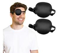 Mabor 2 parches oculares para adultos y hombres, parche médico ajustable para ambliopía de ojo derecho e izquierdo, disfraz de pirata (negro)