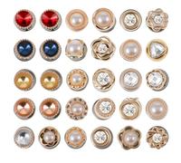 Mabor 30 juegos de botones de perlas sin coser, botones sin costura, botón de cobertura, broche decorativo de perlas fijas para camisas, blusas, vestidos, chales, decoración, manualidades para mujeres