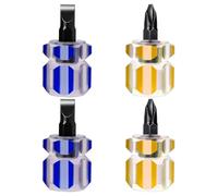 Mabor 4 destornilladores gruesos, mini destornillador corto con cabeza plana y cabeza Phillips, herramientas pequeñas y gruesas, nociones de costura para máquinas de coser, amarillo y azul