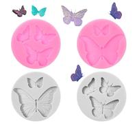 Mabor 4 moldes de mariposa de silicona, molde de chocolate de mariposa, moldes de caramelo pequeños, moldes antiadherentes para hornear galletas de fondant, galletas, gelatina, chocolate, decoración