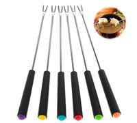 Mabor - 6 tenedores de fondue de acero inoxidable, accesorios para queso, parrilla, pastel, chocolate, carne, frutas, asado, malvaviscos, postre, 9.1 pulgadas