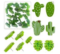 Mabor Juego de 30 chinchetas de madera para tablero de corcho y cactus, tachuelas decorativas para fotos, mapas de pared, decoración de tablones de anuncios