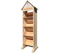 maBouteille.fr - Expositor de madera con 4 cajas Elite de pino macizo & panel personalizado [ Estanterías escala madera]