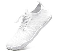 Mabove Zapatos de agua para mujer y hombre, zapatos de baño, zapatos de playa, zapatos descalzos, zapatos de natación, zapatos de surf para deportes acuáticos (blanco, talla 39 EU)