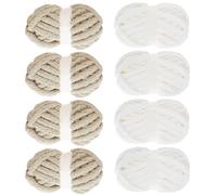 MABOZOO Hilo grueso surtido para ganchillo, paquete de 8, hilo de felpilla jumbo esponjoso, hilo de felpa suave voluminoso, hilo grueso gigante para tejer a mano o brazo, 4 blancos y 4 caqui (31.7