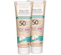 MABYEN Crema solar mineral 100% Baby & Kids SPF 50, 2 x 100 ml, crema solar para niños con filtro mineral UVA/UVB, protección inmediata sin tiempo de aplicación - resistente al agua, sin fragancia