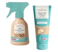 MABYEN Set de Spray Solar para Bebés y Niños SPF 50 y Loción After Sun, 100% filtro UV mineral de óxido de zinc, sin perfume, COSMOS Natural, 150 ml + 180 ml
