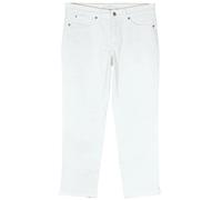 MAC Angela Jeans Stretch Slim Cropped 5-Pocket Reißverschluss Khaki Weiß