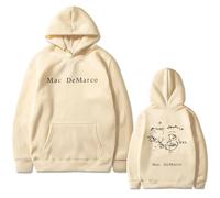 Mac Demarco Sudaderas Manga Larga, Ropa Unisex, Cuello Redondo Informal, Estampado,Beige,XXL