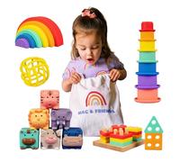 Mac & Friends El juego de juguetes Montessori incluye 5 juguetes educativos para clasificar y apilar, gran regalo para bebé, nuevo hermano o cumpleaños, sin BPA y seguro para la dentición, aprendizaje