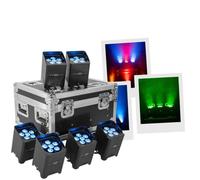 Mac Mah IZY Glow Set - 6 faros LED con batería RGBWA-UV con carga inductiva, IP65, DMX inalámbrico para eventos, DJ, escenario