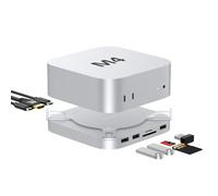 Mac Mini M4 Dock, 9 en 1 Hub de Aluminio con Encapsulamiento de SSD M.2 NVMe, Salida HDMI 4K60Hz, 2 Puertos USB-A 10Gbps y Lectura de Tarjetas SD/TF 4.0 | Accesorios para Mac Mini 2024