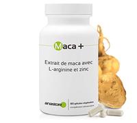 MACA + ARGININA Y ZINC * 461 mg / 180 cápsulas * Extracto de maca titulado al 0.6% en macaeno y macamida, L-arginina y zinc * Energia, Vitalidad
