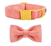 Maca Bates - Collar y correa de perro - Corbata de lazo ajustable rosa y rojo rosa para perro y correa de algodón suave con hebilla de metal dorado reforzada, regalo más lindo para niña grande o gato