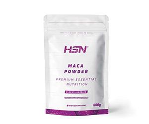 Maca en Polvo de HSN | Sabor Natural 500 g = 125 Tomas por Envase 100% Pura Raíz de Lepidium meyenii cruda - Sin Añadidos ni Excipientes | No-GMO, Vegano, Sin Gluten