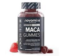Maca Negra 2000mg - 60 Gominolas - con Raíz de Maca Peruana, L-Arginina, Vitamina B12 y B6 - Maca Negra Pura para Libido, Energía y Vitalidad - Vegano y Sin Gluten - Novomins