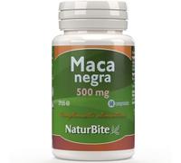 Maca Negra 500 mg NaturBite - Extracto 10:1 - 60 Comprimidos | Extracto concentrado 10:1 de raíz de maca negra con 0,6 % de macamidas. 500 mg de raíz de maca por comprimido, 60 dosis