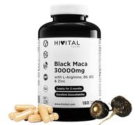 Maca Negra Peruana 30000 mg. 180 cápsulas veganas para 2 meses | Extracto de Maca Andina con L-Arginina, Zinc y Vitaminas B6 y B12. Fabricado en España por HIVITAL