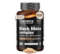 Maca Negra Peruana - Black Maca Complex 20:1 + L-Arginina y Zinc | Con Vitaminas B6, B12 y C - Cápsulas de Maca negra andina para energía y vitalidad - 180 cápsulas - Vegano - Sevens Nutrition