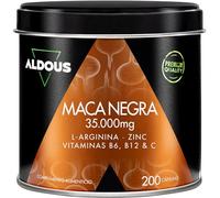 Maca Negra Peruana Complex 35.000mg -200 cápsulas - Extracto 20:1 - Energia | Maca Negra Pura Altamente Concentrada - Arginina, Zinc, Vitamina C, Vitamina B12 y B6 - Aumenta Vitalidad, Libido - ALDOUS
