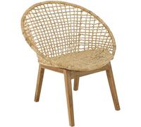 MACABANE Sillón beige con respaldo curvado y asiento de abacá trenzada