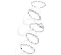 Macachii 5 Piezas 12-22 Anillos Plata Oro Mujer Compromiso Chapado en Oro 14K con Circonitas Sortijas Apilables Anillo Promesa Romántico Joyas de Mujer Piedra para Novia Esposa Mamá