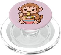 Macaco Mono Comiendo Fideos Ramen Kawaii Lindo Divertido PopSockets PopGrip para MagSafe