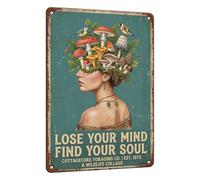 macago Cottagecore - Cartel de estaño Kicthen para decoración de pared con texto en inglés "Lose Your Mind Find Your Soul Botanical Poster Dormitorio, Sala de estar, Cabaña, Invernadero, 8 x 12