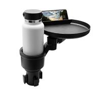 Macally Bandeja para portavasos de coche y expansor de portavasos para coche, disfruta de tu comida, extensor de portavasos para coche con ranura para teléfono, mesa de bandeja de alimentos para coche
