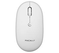 Macally BTTOPBAT-W - Ratón Óptico Silencioso Inalámbrico con Bluetooth para Ordenador, 3 Botones y Rueda de Desplazamiento, Color Blanco