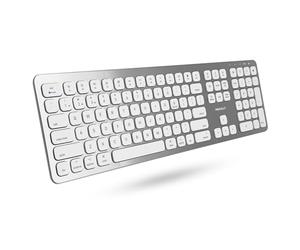 Macally BTWKEYMB-US, teclado inalámbrico Bluetooth Quick-Switch extendido para Mac, PC, iOS y Android, numérico, QWERTY americano