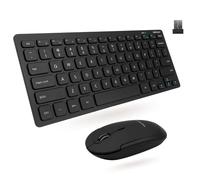 Macally Combo de Teclado y Mouse inalámbricos pequeños, un dúo Esencial de Espacio de Trabajo, Teclado inalámbrico de 2.4 G para PC, Mini Teclado y Mouse de 78 Teclas con Cuerpo Delgado, Botones de