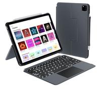 Macally Funda con Teclado Bluetooth para iPad Air M2 2024 - para iPad Air 13 (Gen 6th) y iPad Pro 12.9 (Gen 6th/5th) - Teclado retroiluminado Desmontable con trackpad Grande, Soporte multivista,