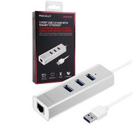 Macally Hub USB 3.0 + Adaptador Ethernet Conector USB A RJ45 Red Gigabit Lan