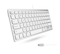 Macally Mini Teclado USB C - Plug & Play Teclado Compacto para Mac, Windows, iPad, Android con Puerto USB C, 78 Teclas de Interruptor de Tijera y 13 Teclas de Acceso Directo, práctico y pequeño
